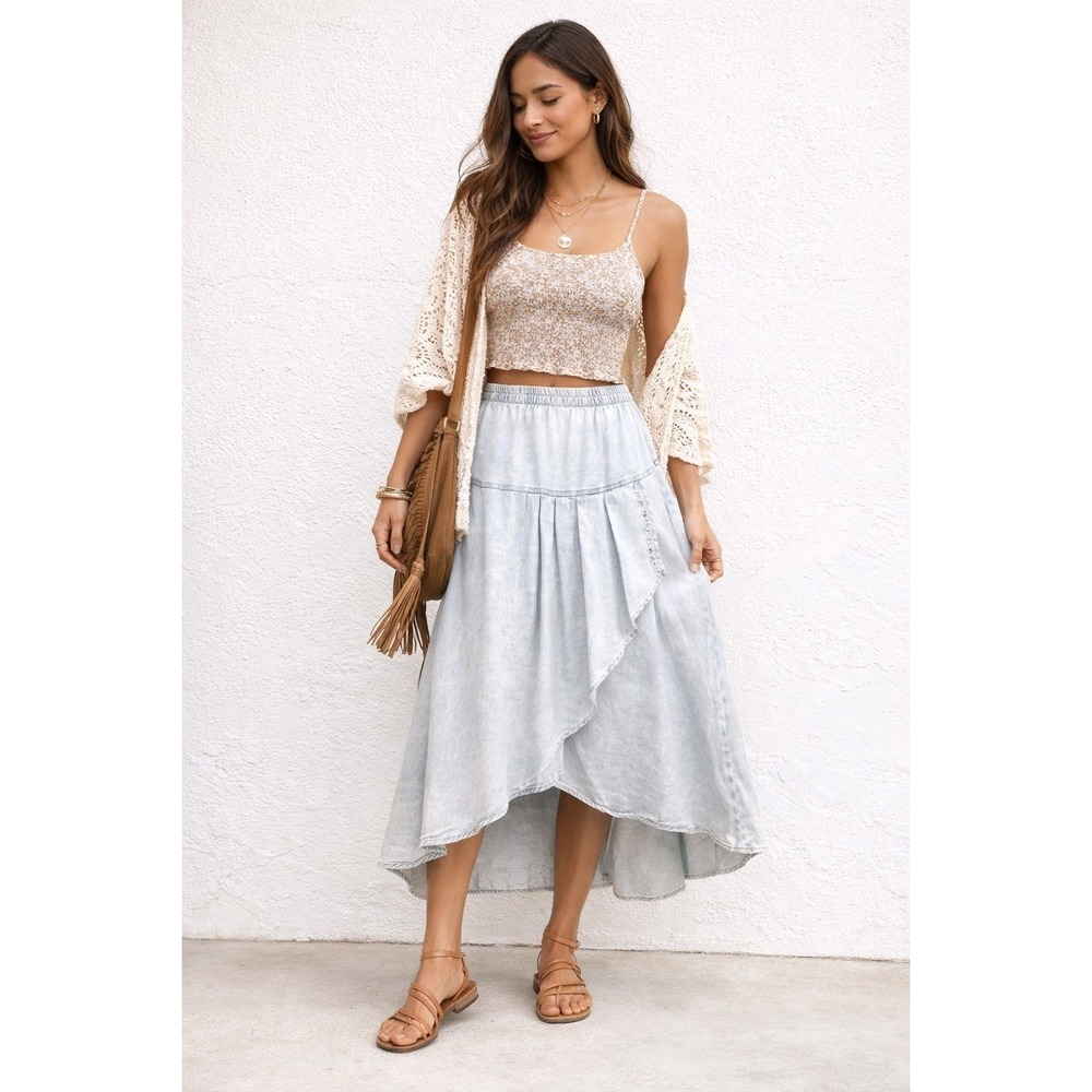 Vintage Denim Midi Skirt